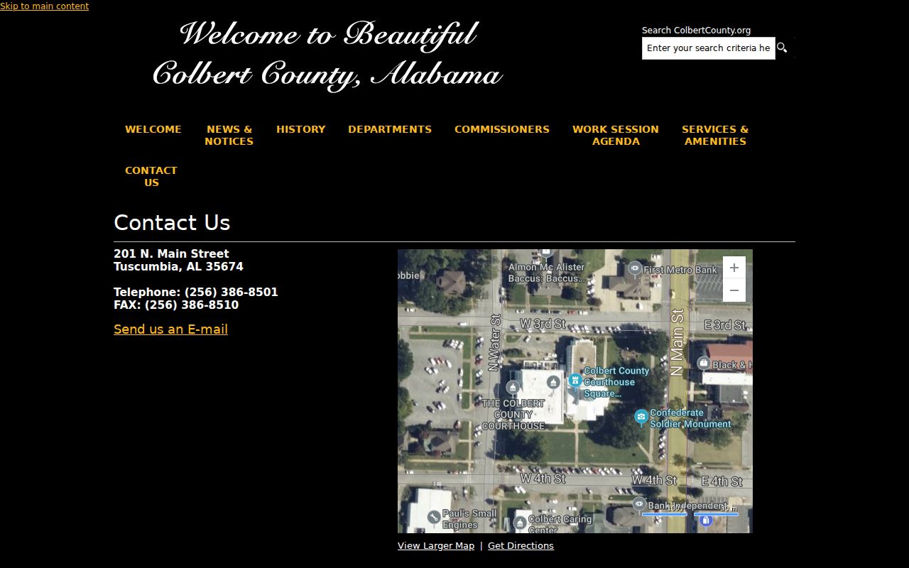 Colbert County criminal history government contact page