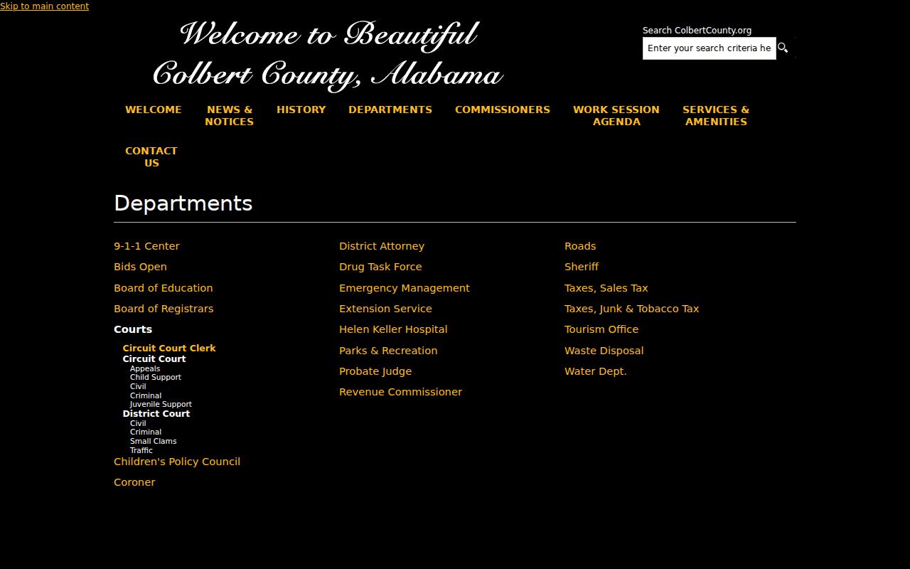 Colbert County criminal history justice department directory