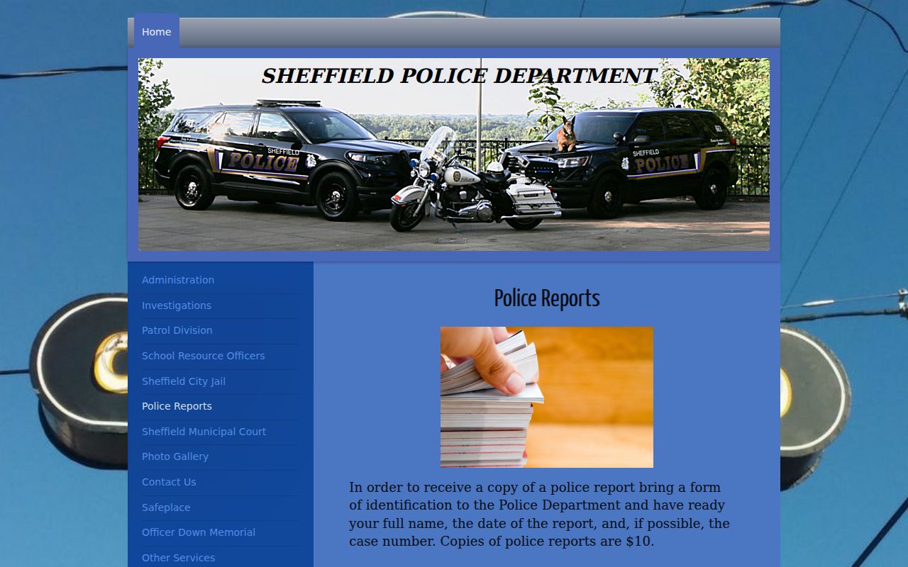 Sheffield criminal records police report checklist