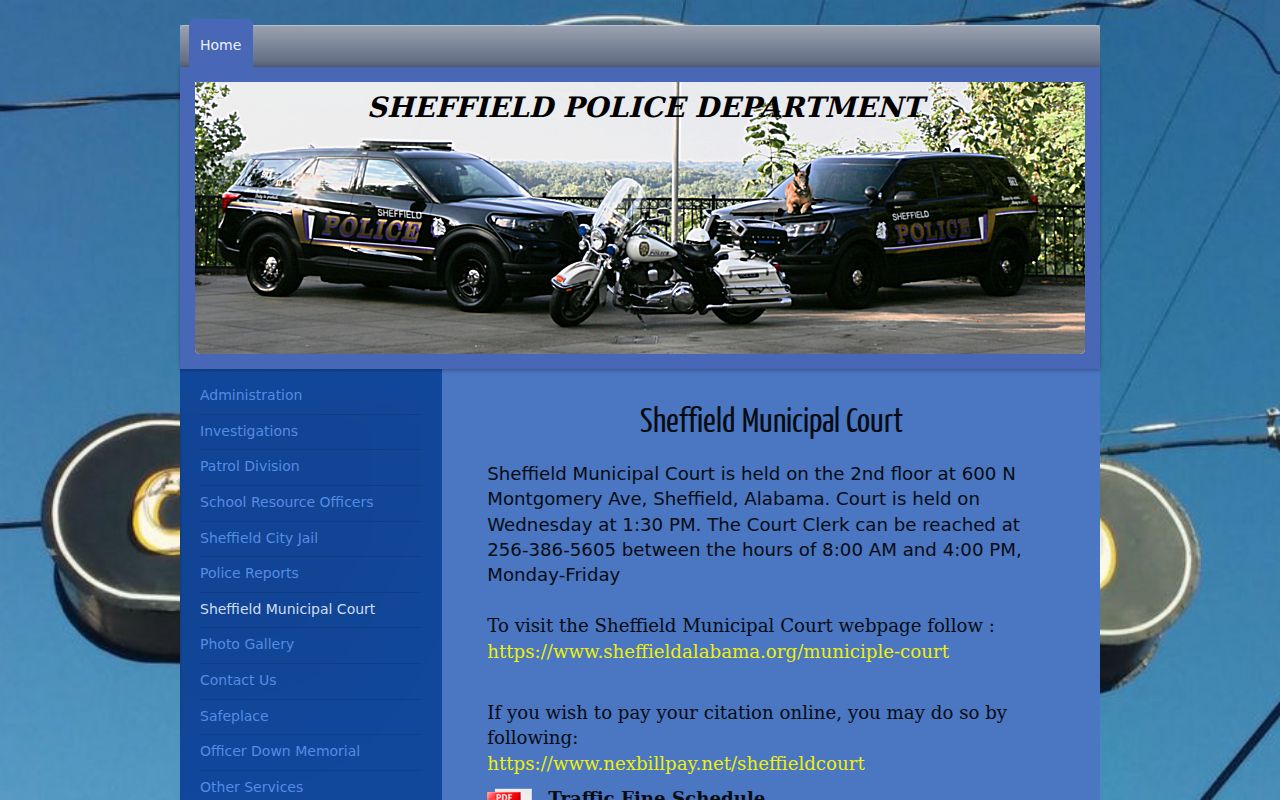 Sheffield criminal records municipal court page